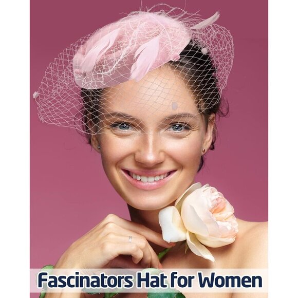 12 Pcs Fascinators Hats Mesh Faux Feather Veil Vintage Tea Party Headwear main image 5